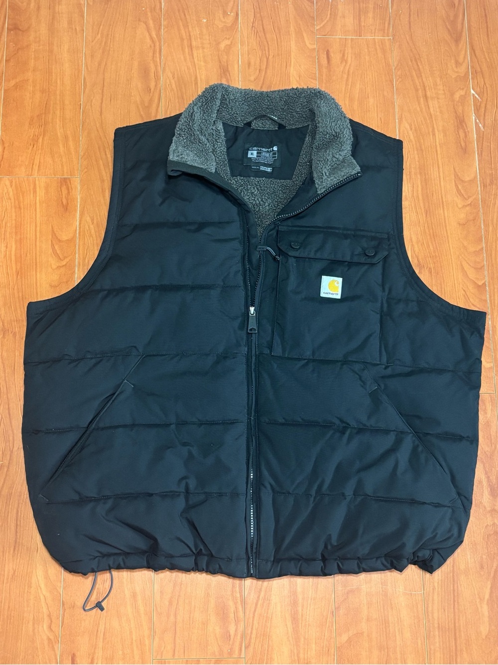 Carhartt Montana Insulated Puffer Vest Black Sherpa Lined Mens XL